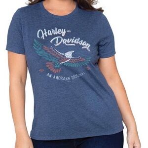 Navy Eagle Print Harley-Davidson Women's Plus Size Shirt 3XL